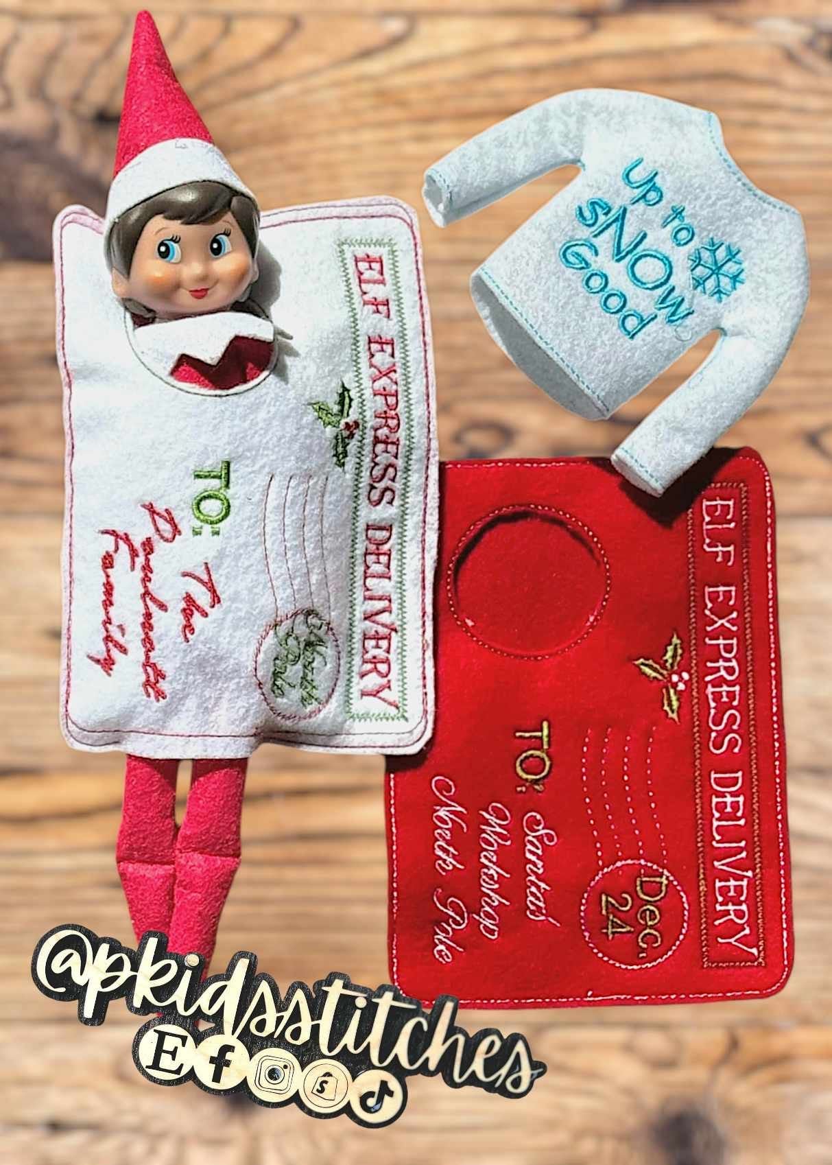 Elf Arrival and Departure Envelope Set with FREE “up to snow good” elf shirt