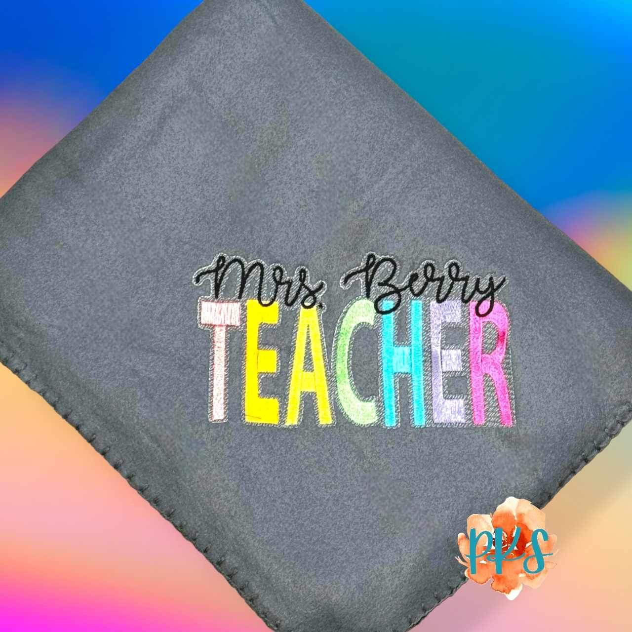 Personalized Teacher Embroidered Throw