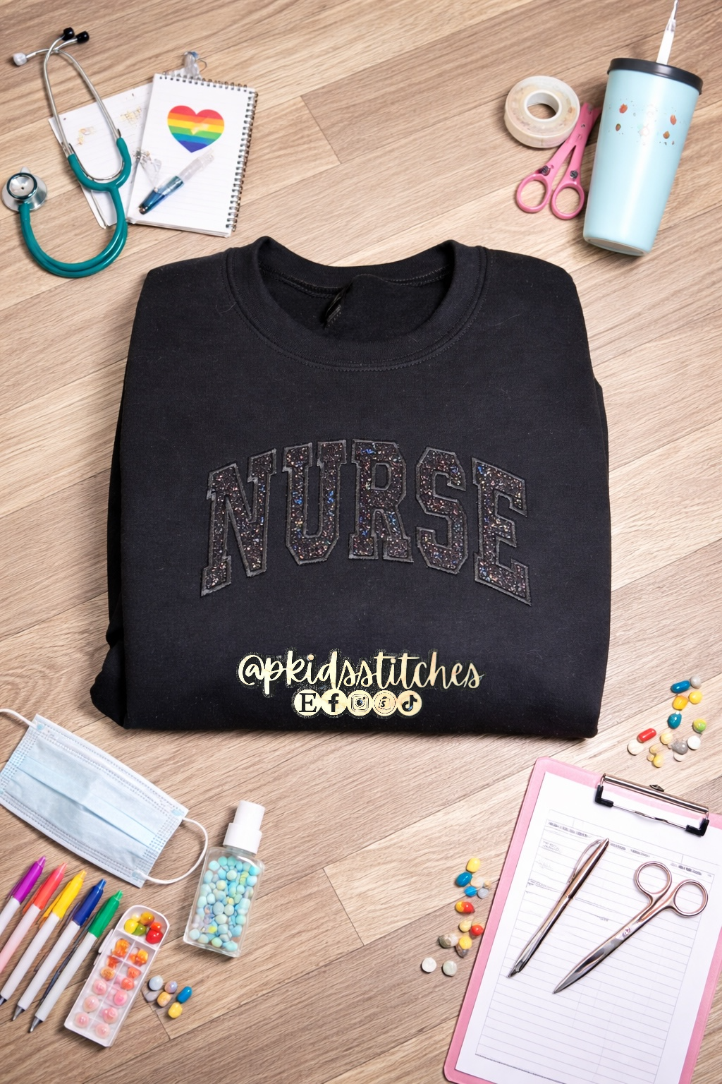 Glitter Nurse Sweatshirt | Embroidered Nurse Crewneck | Nurse Appreciation Gift | Healthcare Worker Sweatshirt