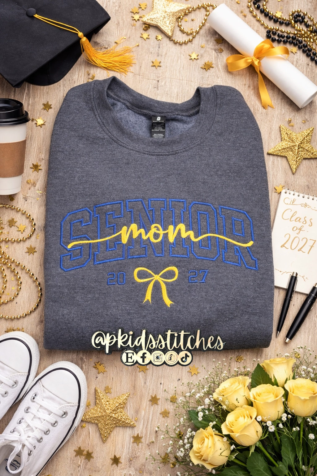 Senior Mom 2026 Embroidered Sweatshirt – Class of 2026 Graduation Mom Crewneck