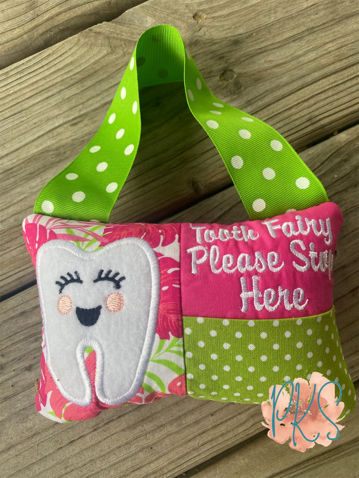 Pink and Green Tooth Fairy Pillow