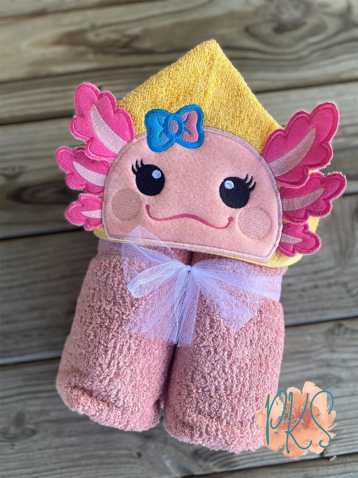 Girl Axolotl Hooded Towel