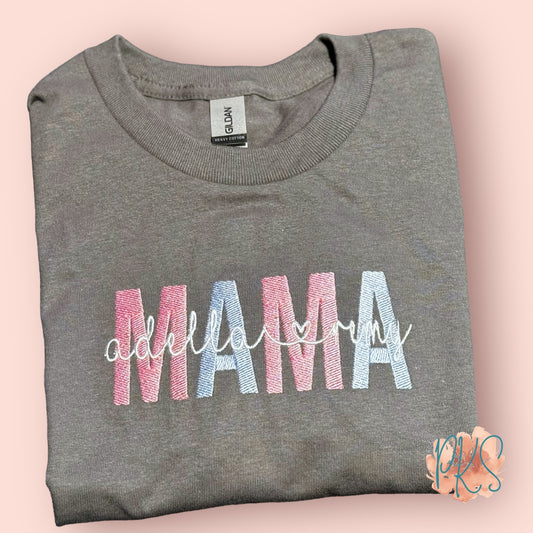 Personalized Mama with kids names Short Sleeve Tee Shirt