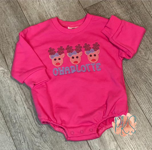 Reindeer Trio Sweatshirt Romper