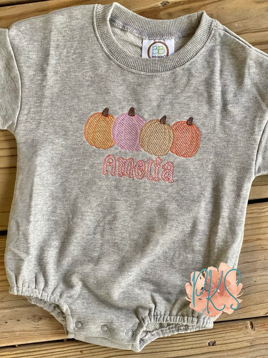 Pumpkin Patch Sweatshirt Bubble Romper - 0-3 months - 3T