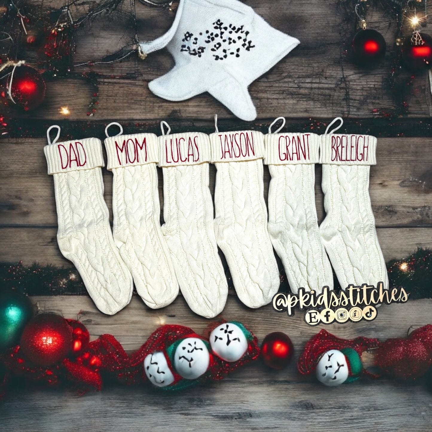 Personalized Embroidered Knit Stockings