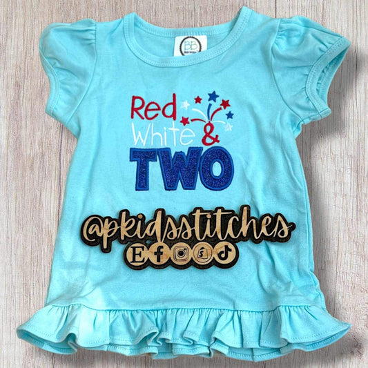 Red, White and Two Toddler Birthday Shirt