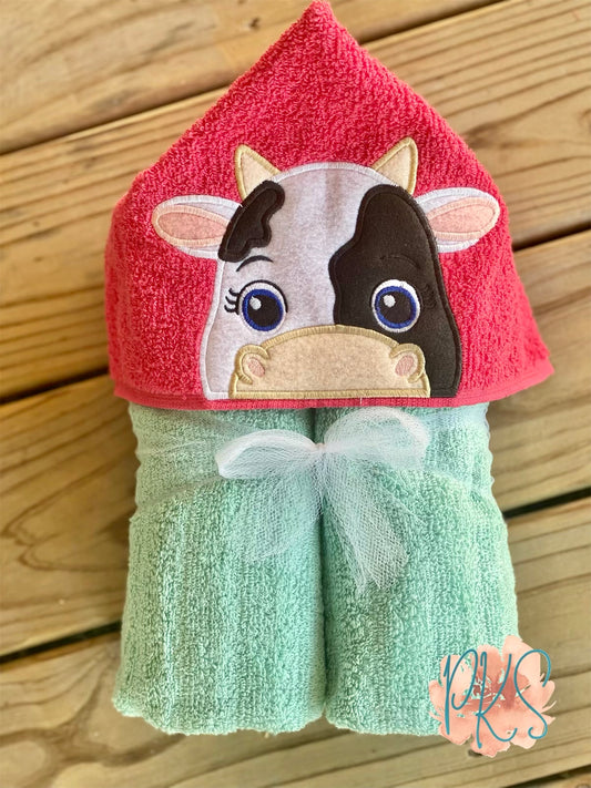 Girl Cow Hooded Towel
