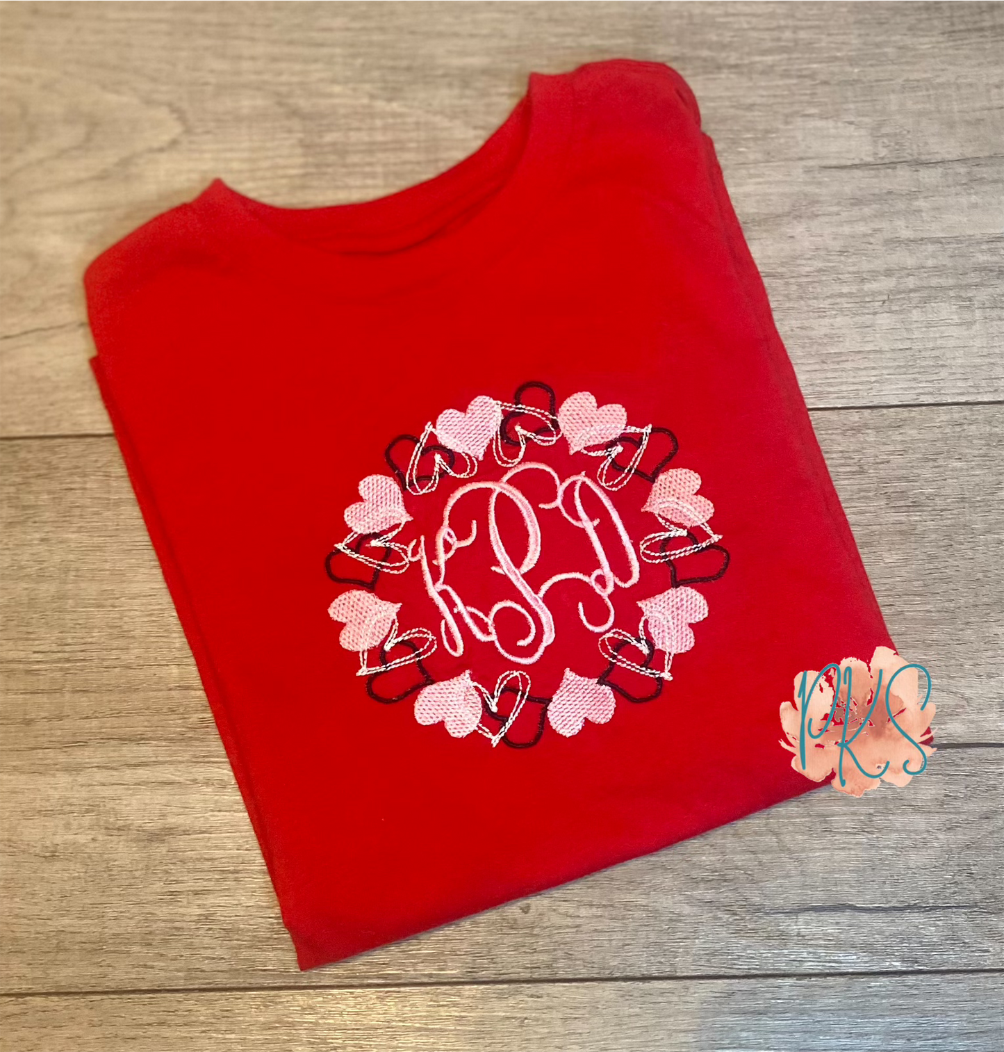 Heart Monogram Girls Long Sleeve Shirt