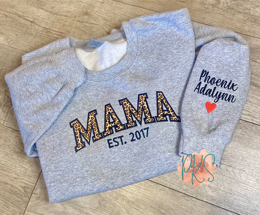 Mama Sweatshirt with Sleeve Personalization.