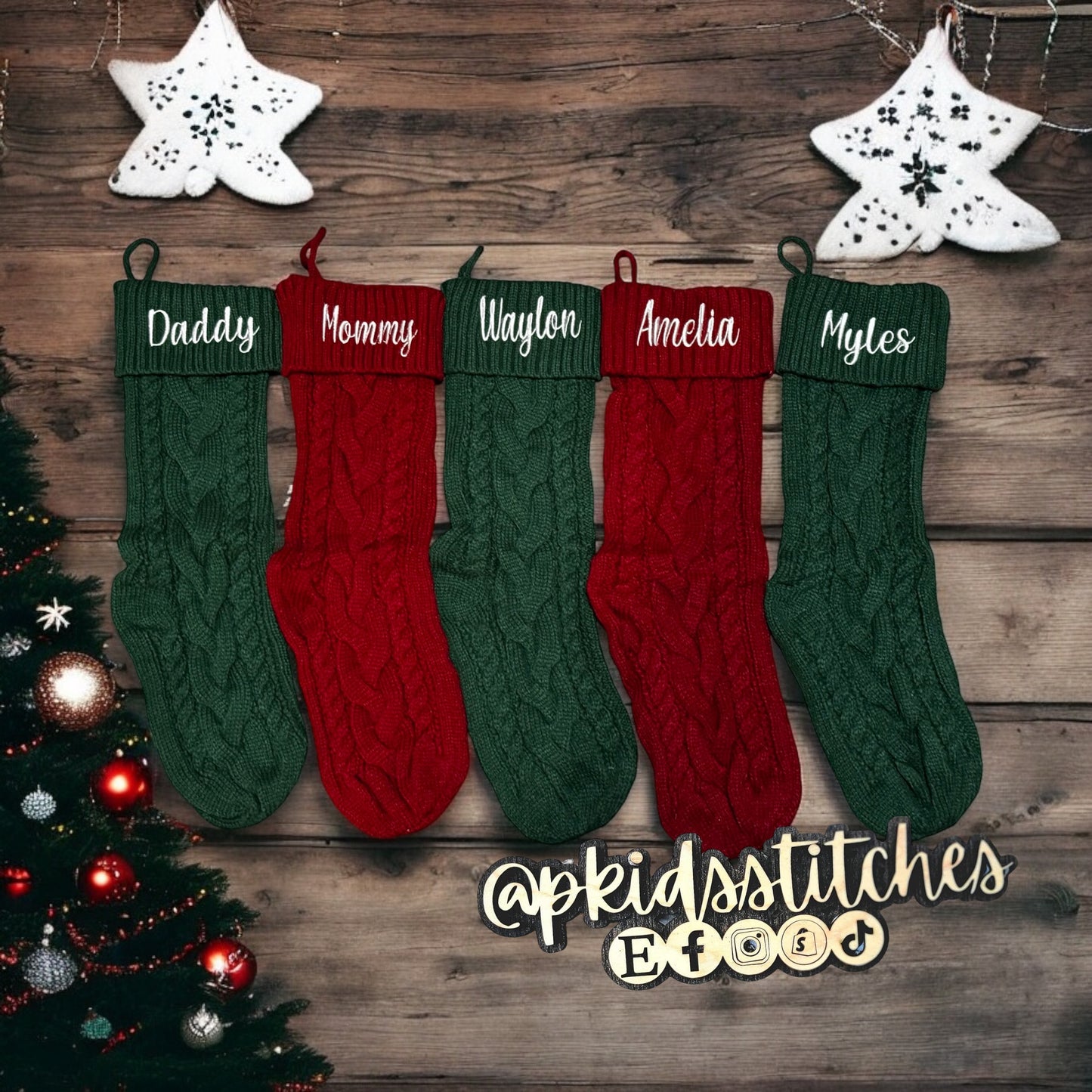 Personalized Embroidered Knit Stockings