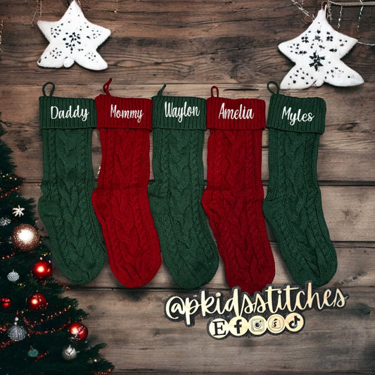 Personalized Embroidered Knit Stockings