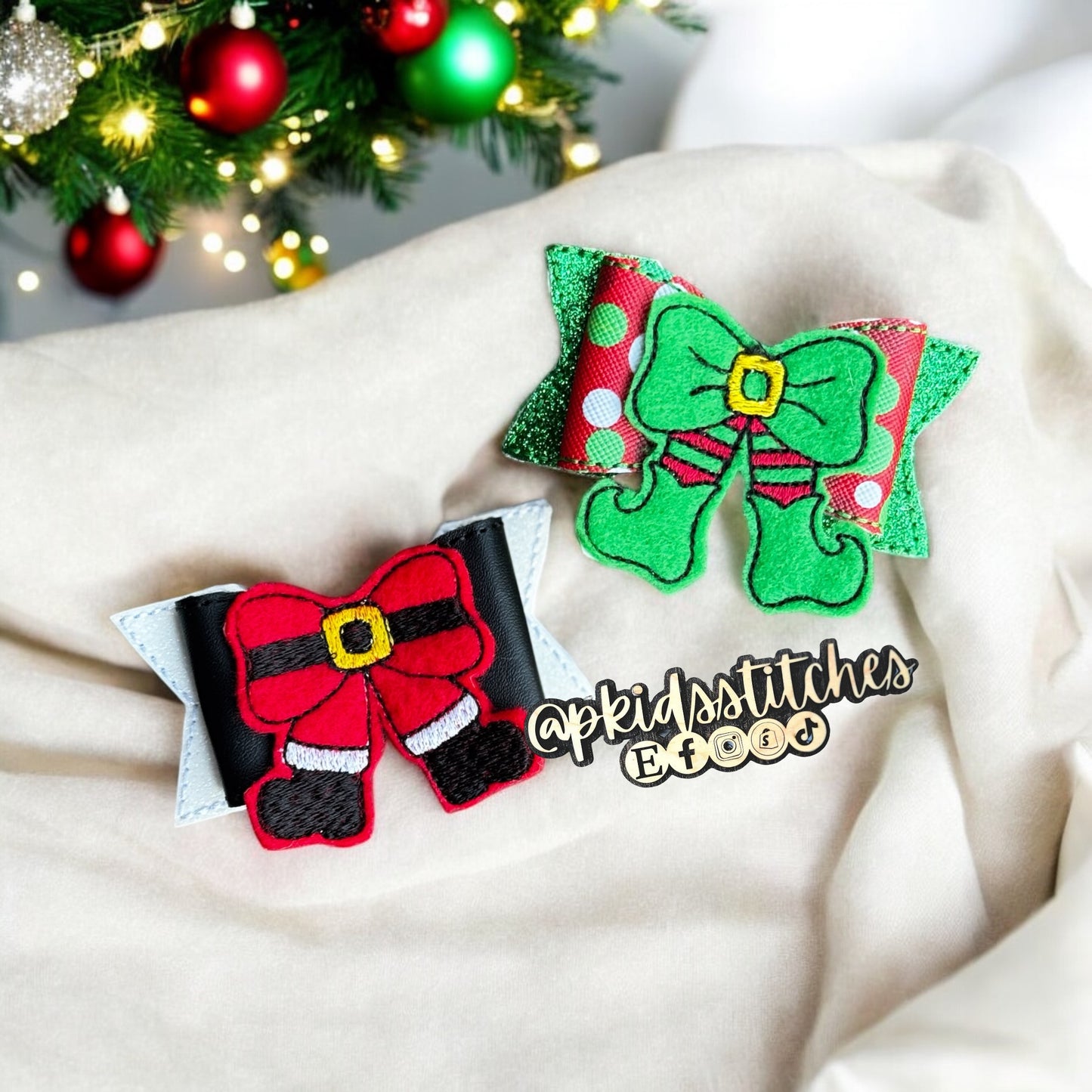 Faux Leather Christmas Bow - Elf Bow - Santa bow