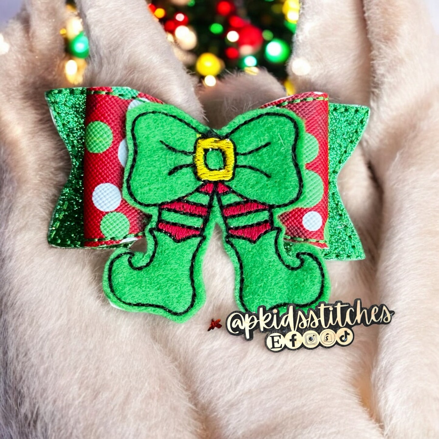 Faux Leather Christmas Bow - Elf Bow - Santa bow