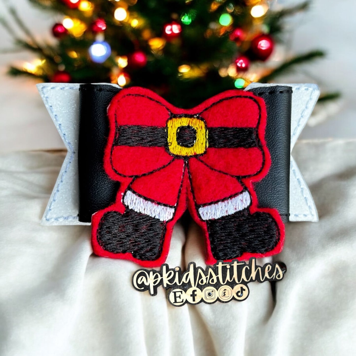 Faux Leather Christmas Bow - Elf Bow - Santa bow
