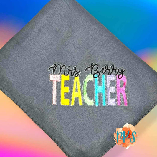 Personalized Teacher Embroidered Throw