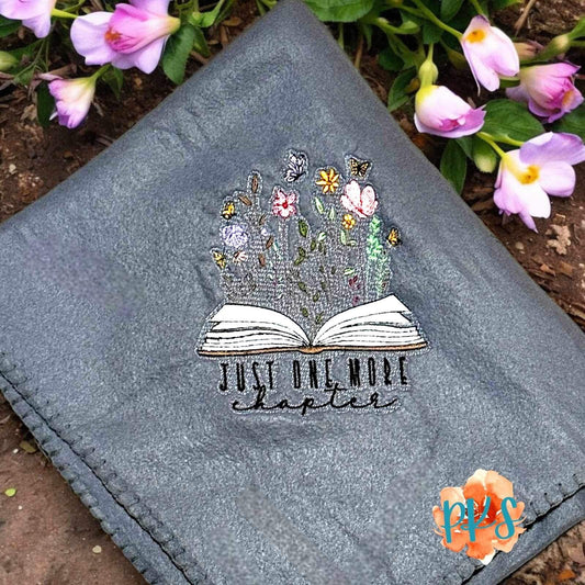 Just One More Chapter Embroidered Throw Blanket