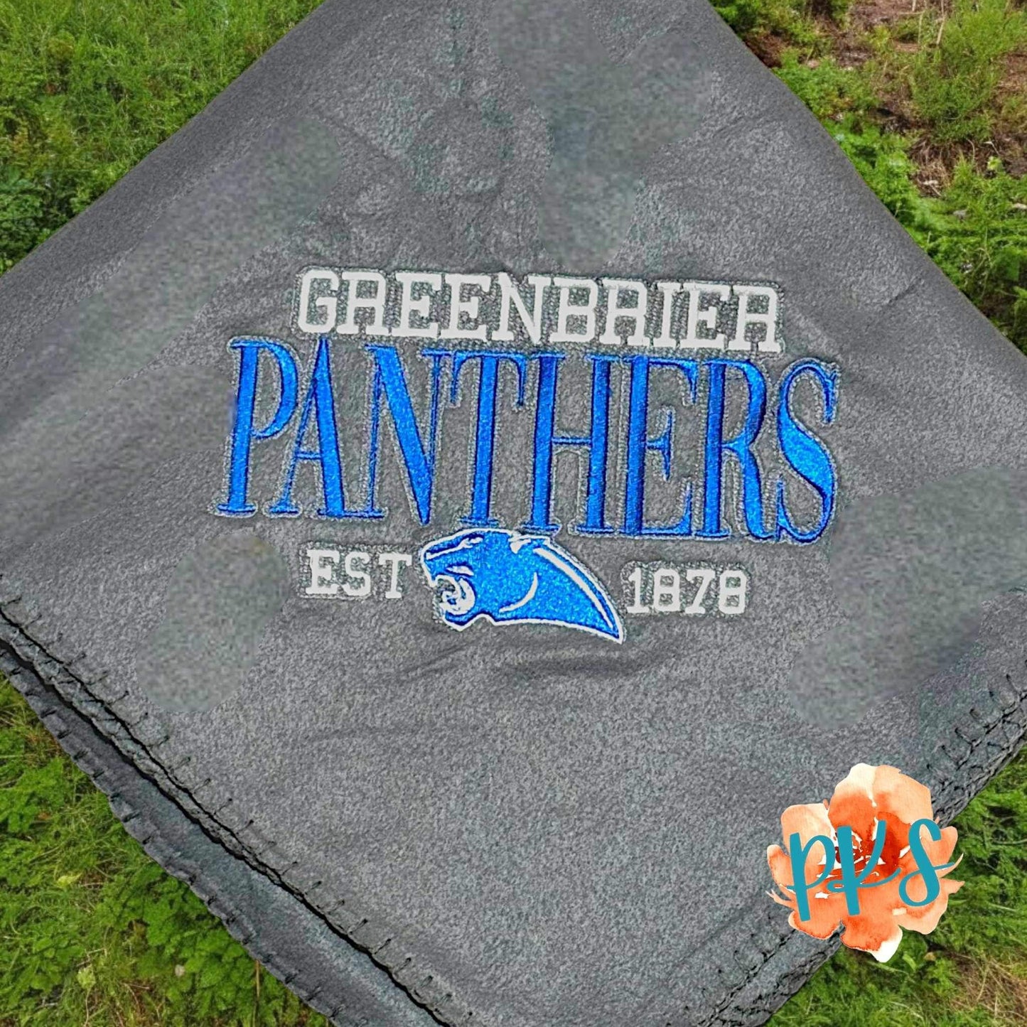 Greenbrier Panthers Embroidered Throw Blanket