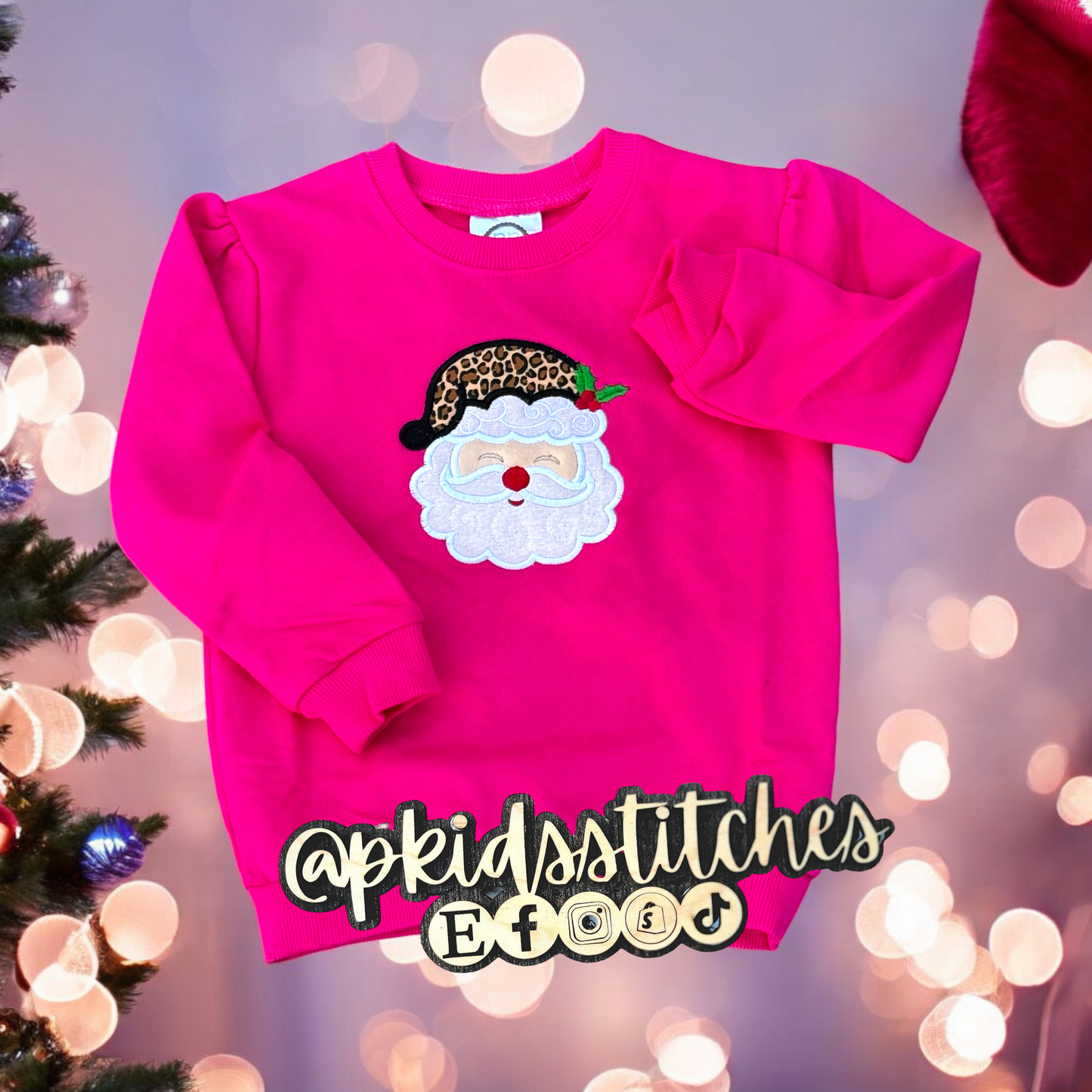 Santa Appliqué Sweatshirt - you choose hat pattern