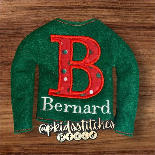 Appliqué Initial Elf Sweater