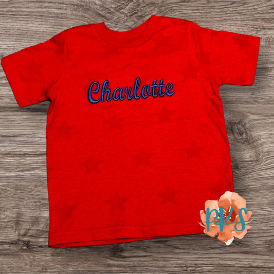 Star Print 3D Embroidered Shirt - 4th of July Star Shirt