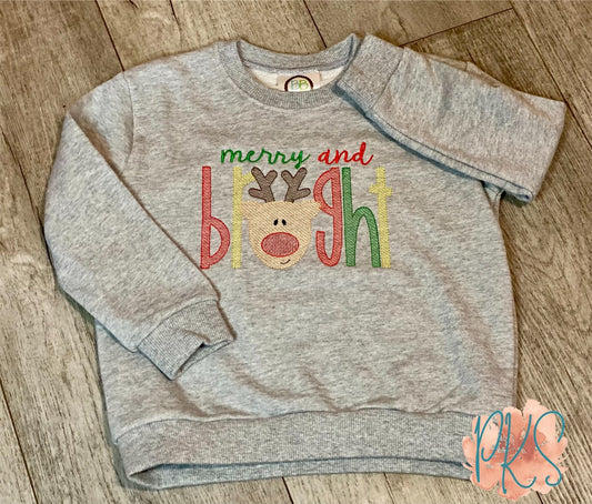 Merry & Bright Embroidered Kids Sweatshirt