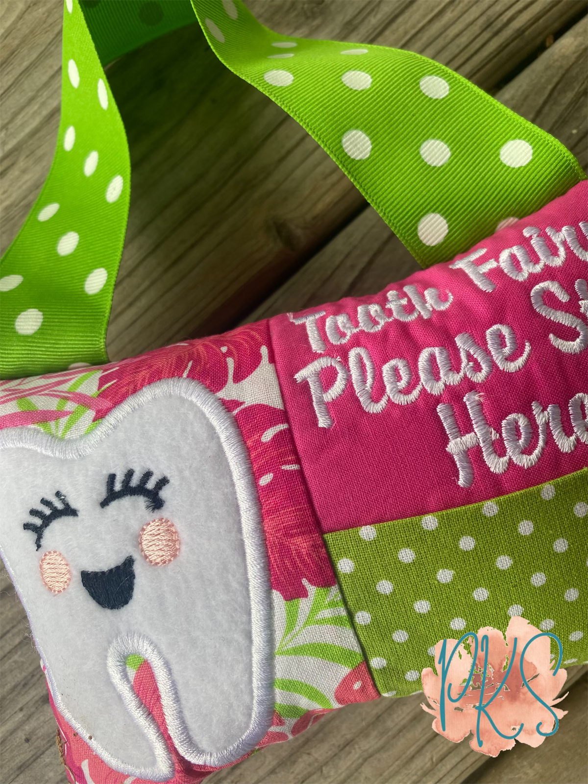 Pink and Green Tooth Fairy Pillow