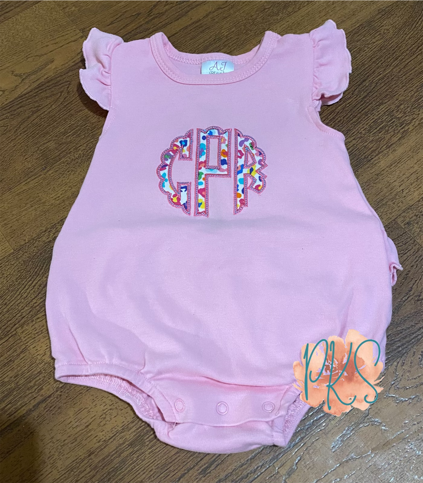 Monogrammed Ruffle Bubble Romper