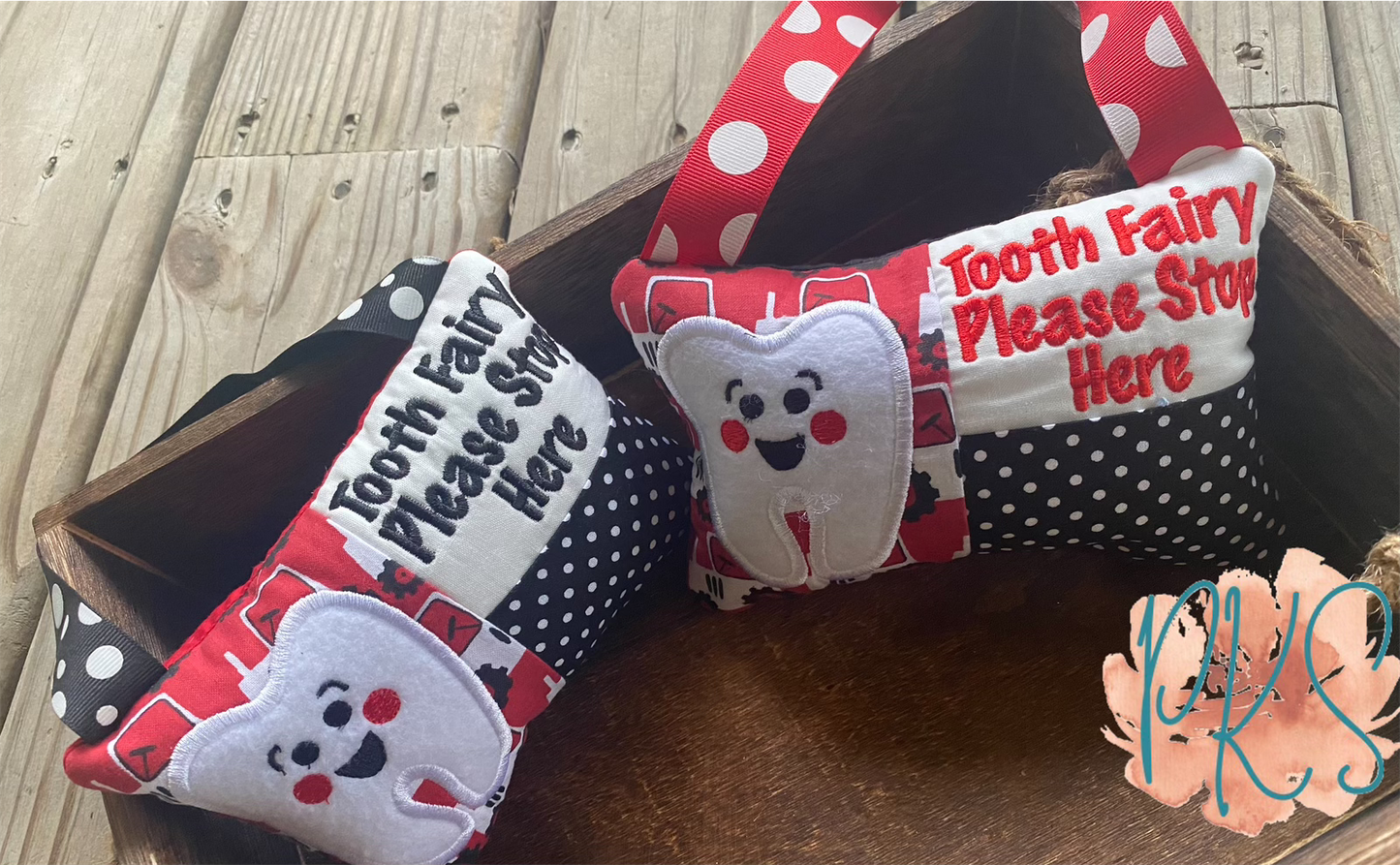 Red Tractor Tooth Fairy Pillow