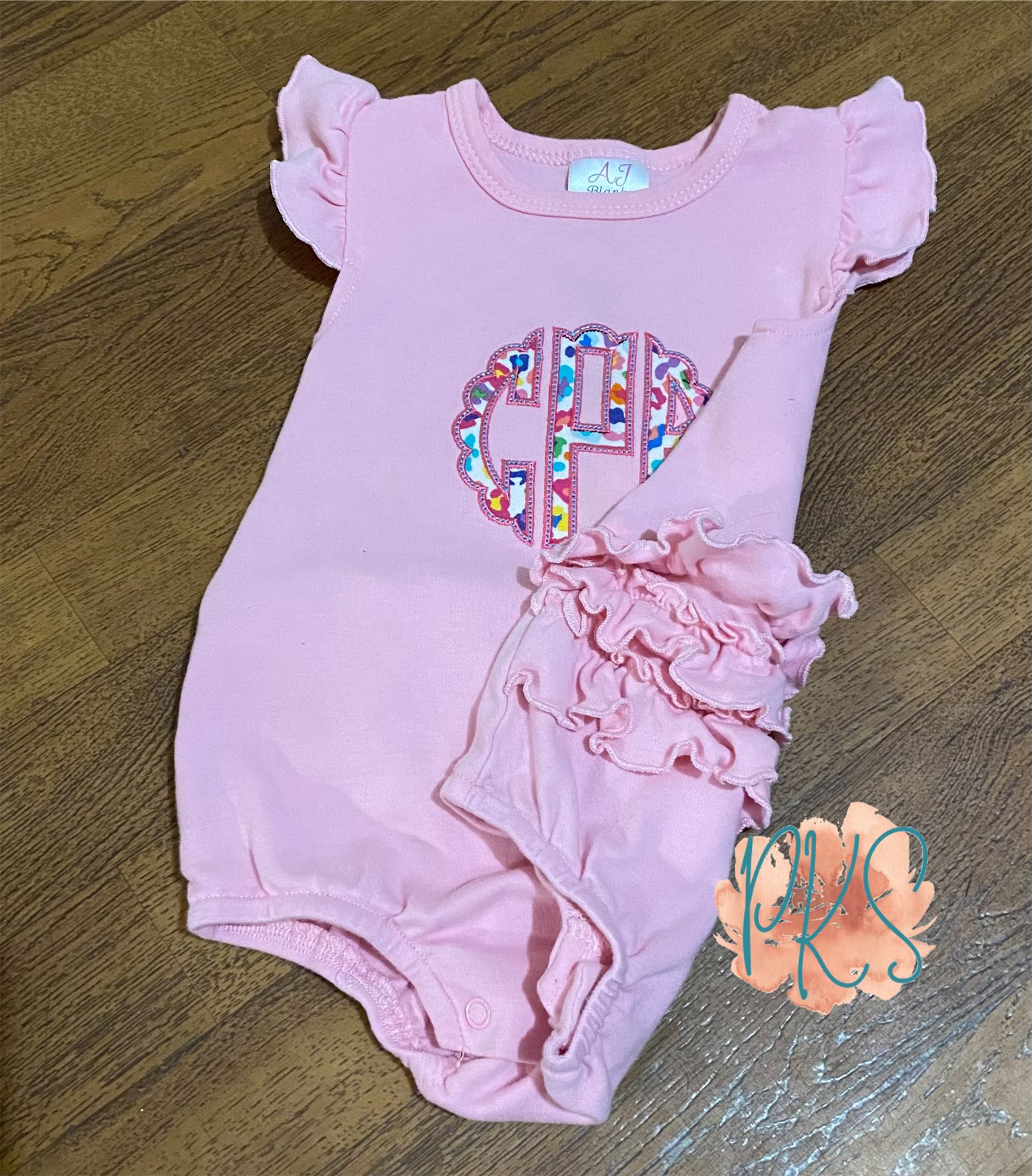 Monogrammed Ruffle Bubble Romper