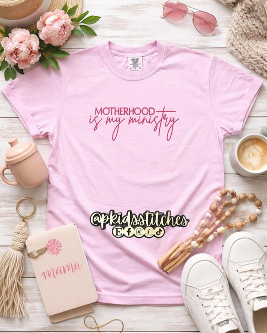 Motherhood Is My Ministry Shirt | Christian Mom Tee | Faith-Based Graphic T-Shirt