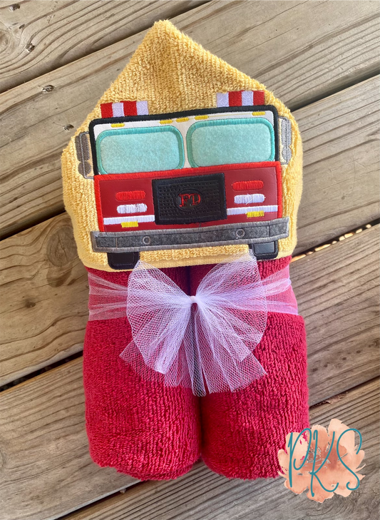 Fire Truck Hooded Towel