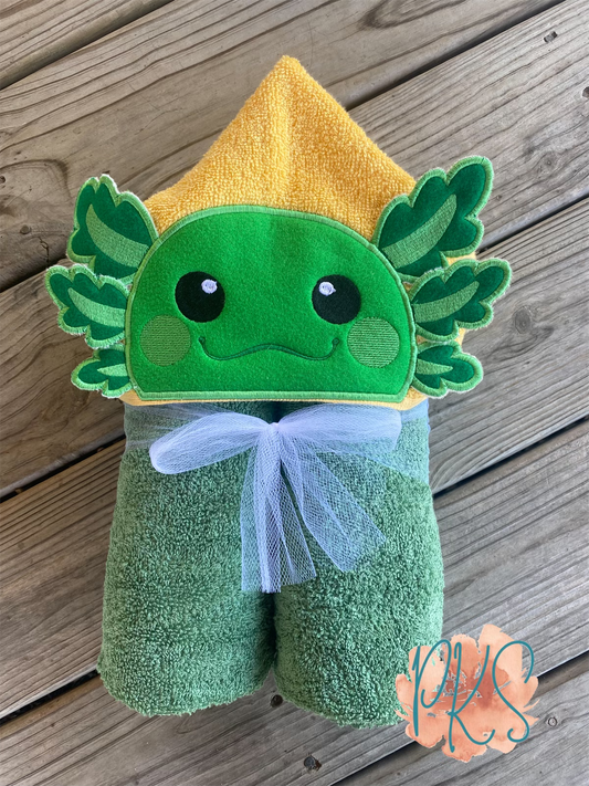 Boy Axolotl Hooded Towel