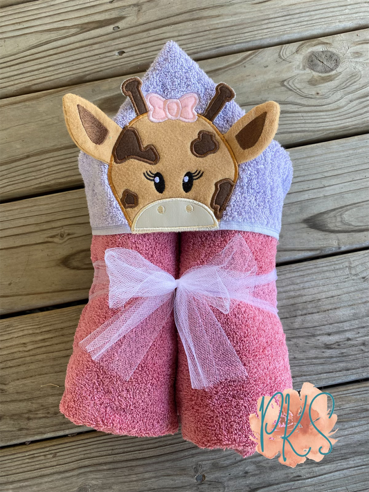Girl Giraffe Hooded Towel